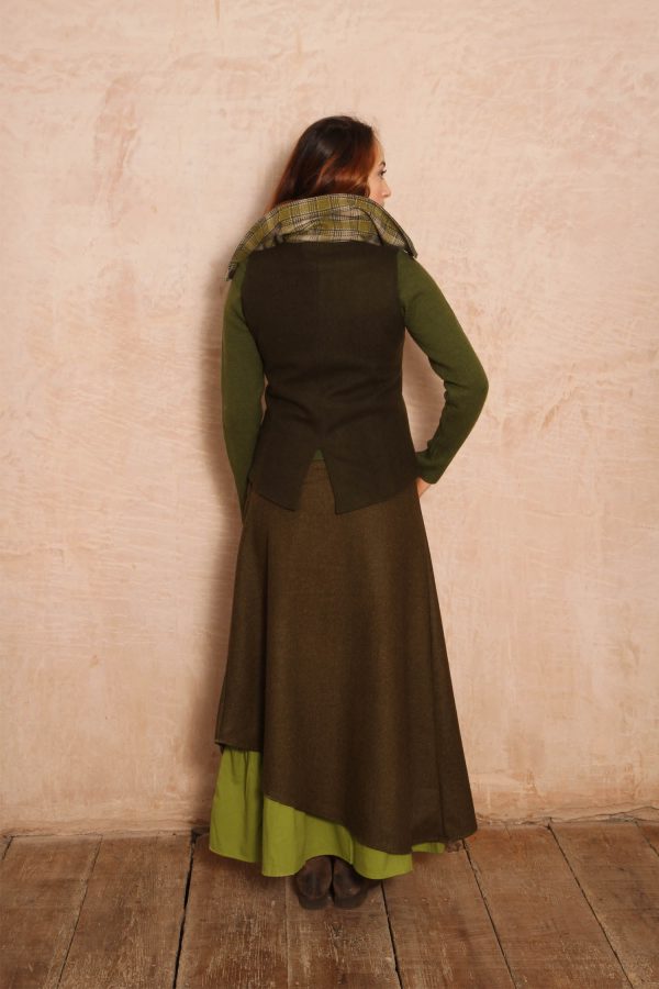 Maya Long Wool Skirt - Olive Green and Willow - Image 6