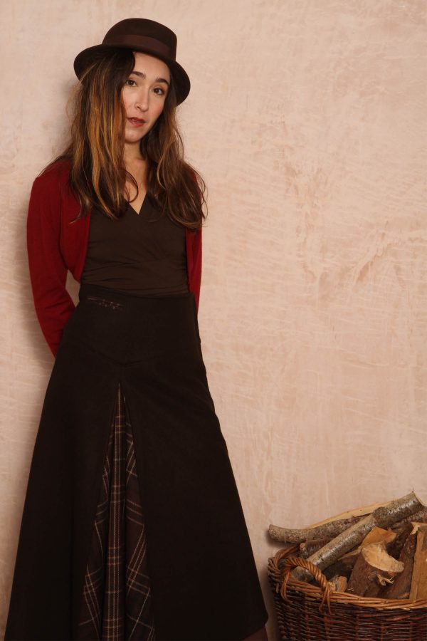 Maya Long Wool Skirt - Chocolate Brown - Image 2