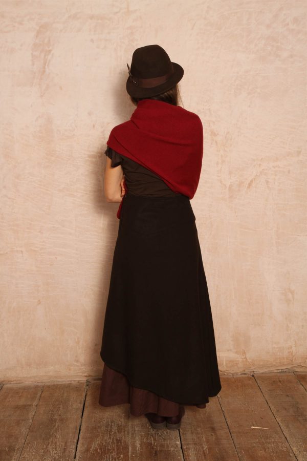 Maya Long Wool Skirt - Chocolate Brown - Image 3