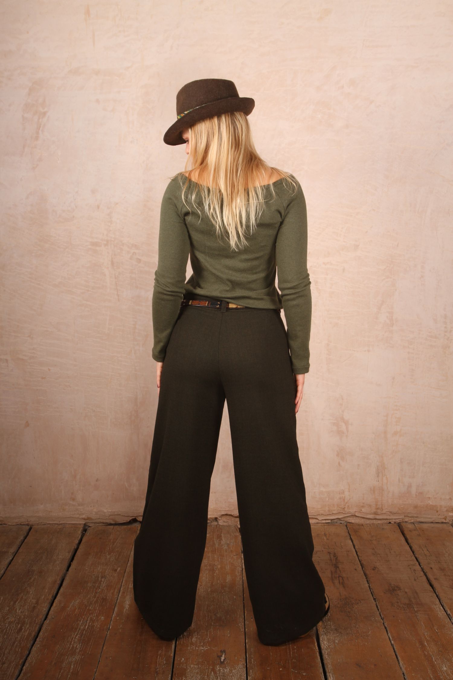 High Waist Fold Pleated Split Thigh Pants | SHEIN