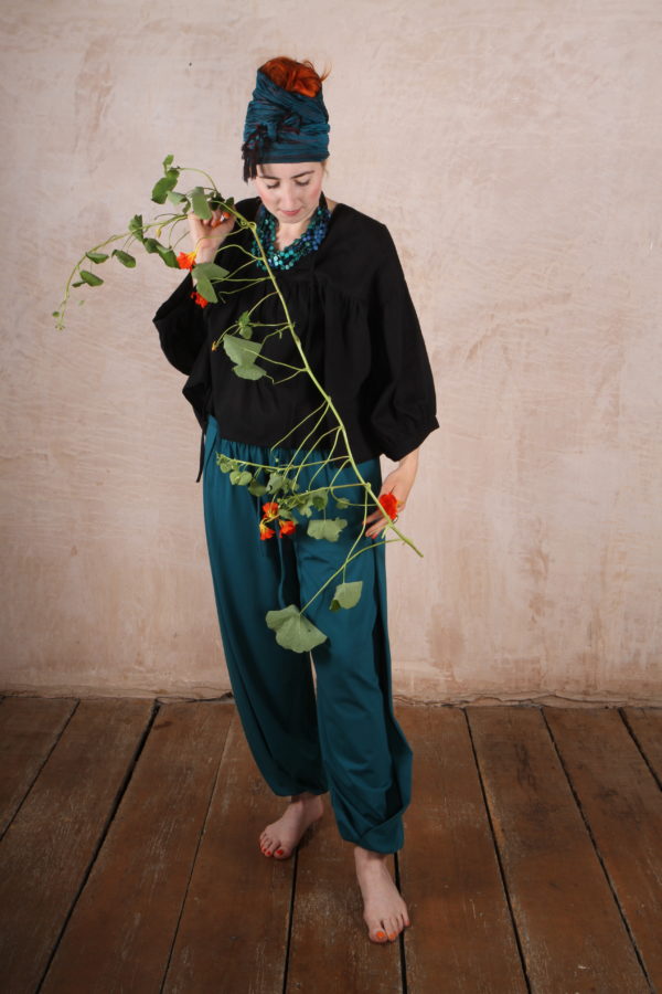 Bubble Trousers Organic Cotton Lycra- Kingfisher Blue - Image 4