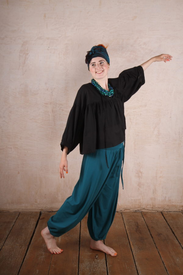 Bubble Trousers Organic Cotton Lycra- Kingfisher Blue - Image 8