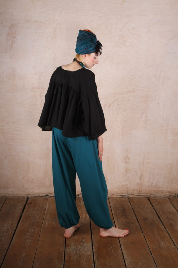 Bubble Trousers Organic Cotton Lycra- Kingfisher Blue - Image 9