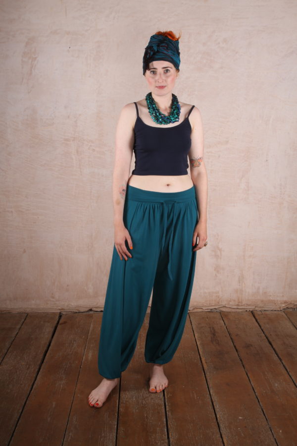 Bubble Trousers Organic Cotton Lycra- Kingfisher Blue