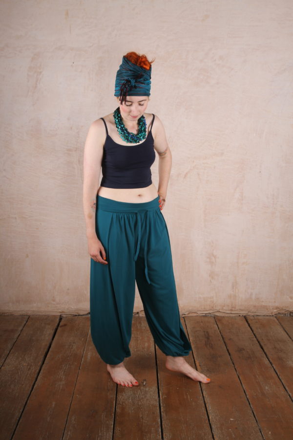 Bubble Trousers Organic Cotton Lycra- Kingfisher Blue - Image 3