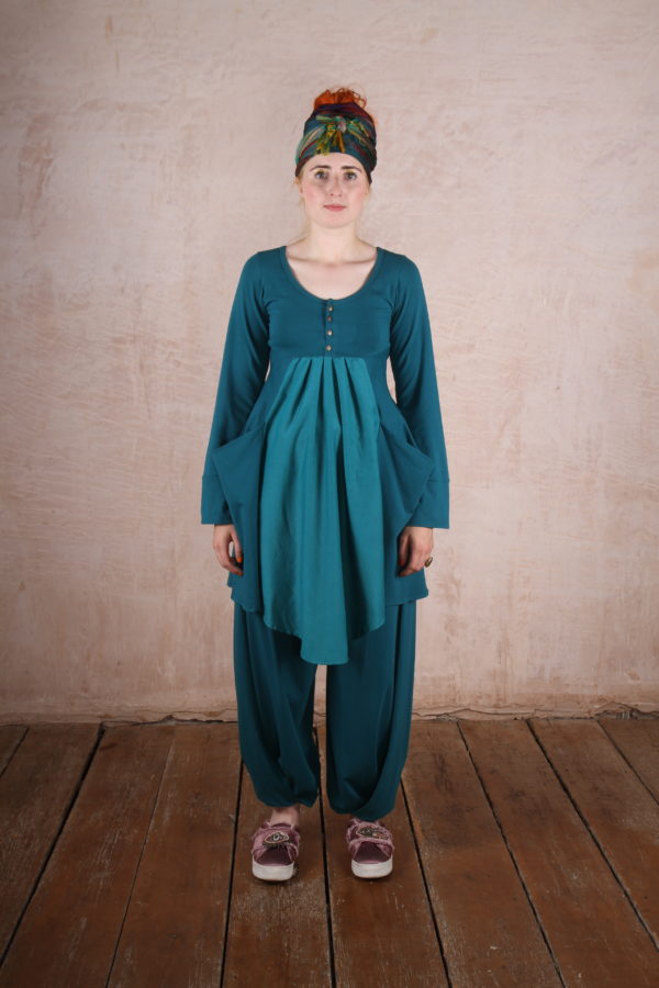 Tulip Dress Silk Cotton and Organic Cotton Lycra - Kingfisher Blue - Image 6