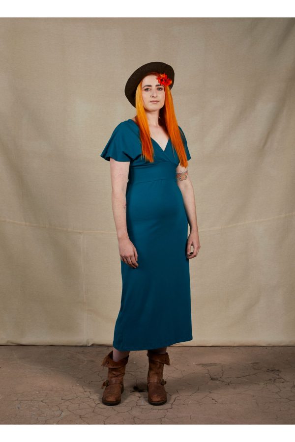 Amelie Cotton Lycra Maxi Dress Kingfisher Blue - Image 5