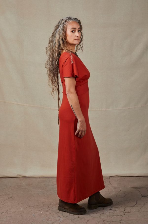 Amelie Cotton Lycra Maxi Dress Paprika - Image 4