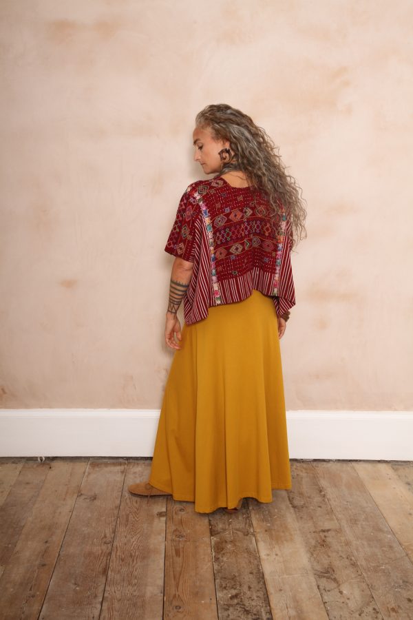 AMBIKA A-LINE MAXI SKIRT COTTON LYCRA Mustard - Image 3