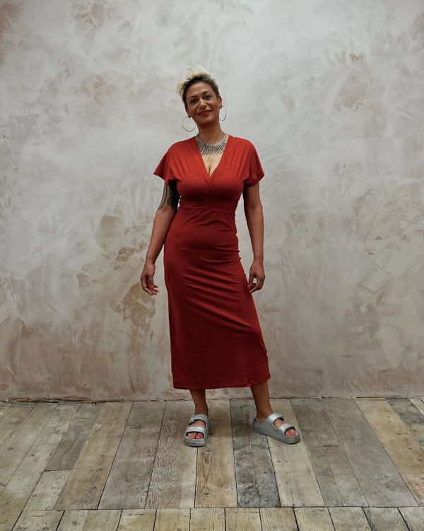 Amelie Cotton Lycra Maxi Dress Paprika - Image 9