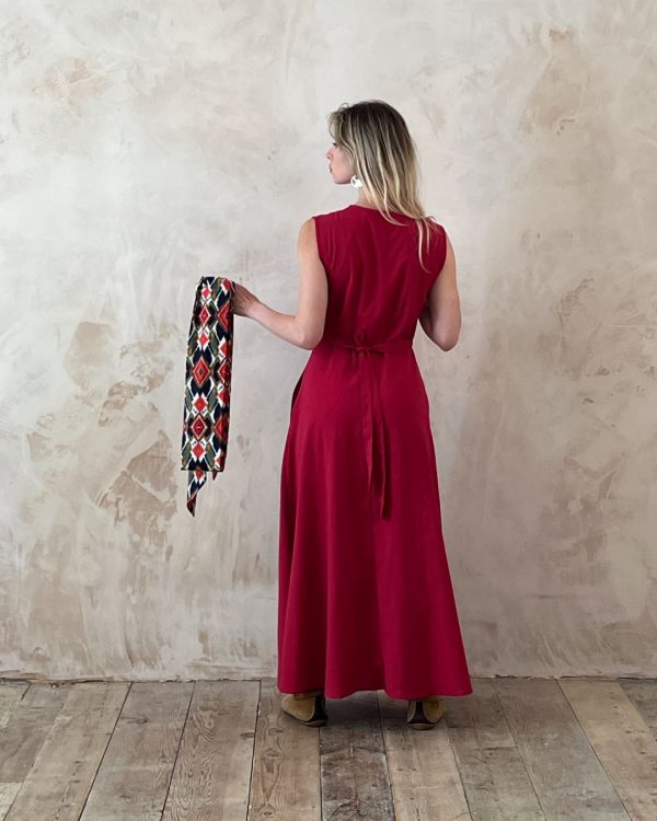Aya Sleeveless Maxi Dress Cotton Linen Chilli Pepper Red - Image 7