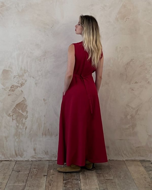 Aya Sleeveless Maxi Dress Cotton Linen Chilli Pepper Red - Image 9