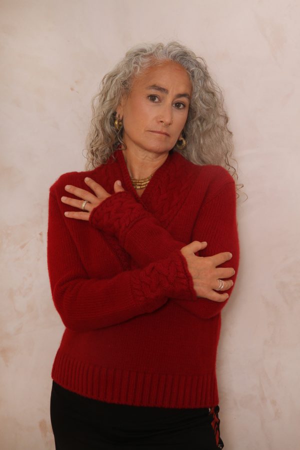 CHUNKY CABLE KNIT V NECK JUMPER PURE LAMBSWOOL PREORDER - Image 3