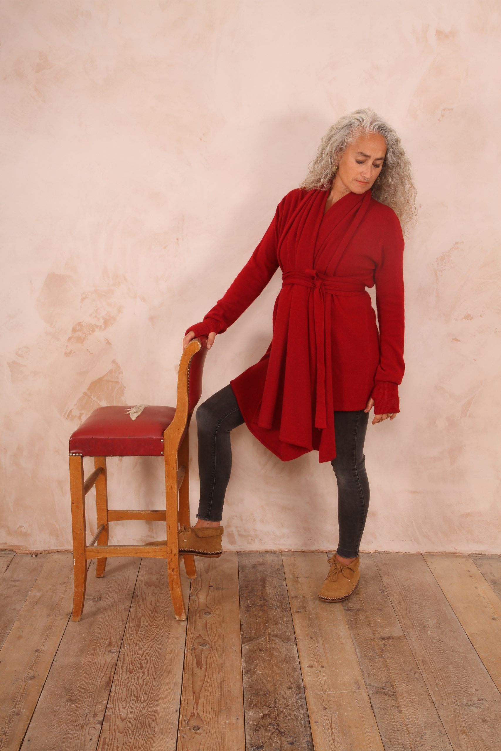 TARA SHAWL NECK CARDIGAN WITH OBI BELT PURE LAMBSWOOL PREORDER