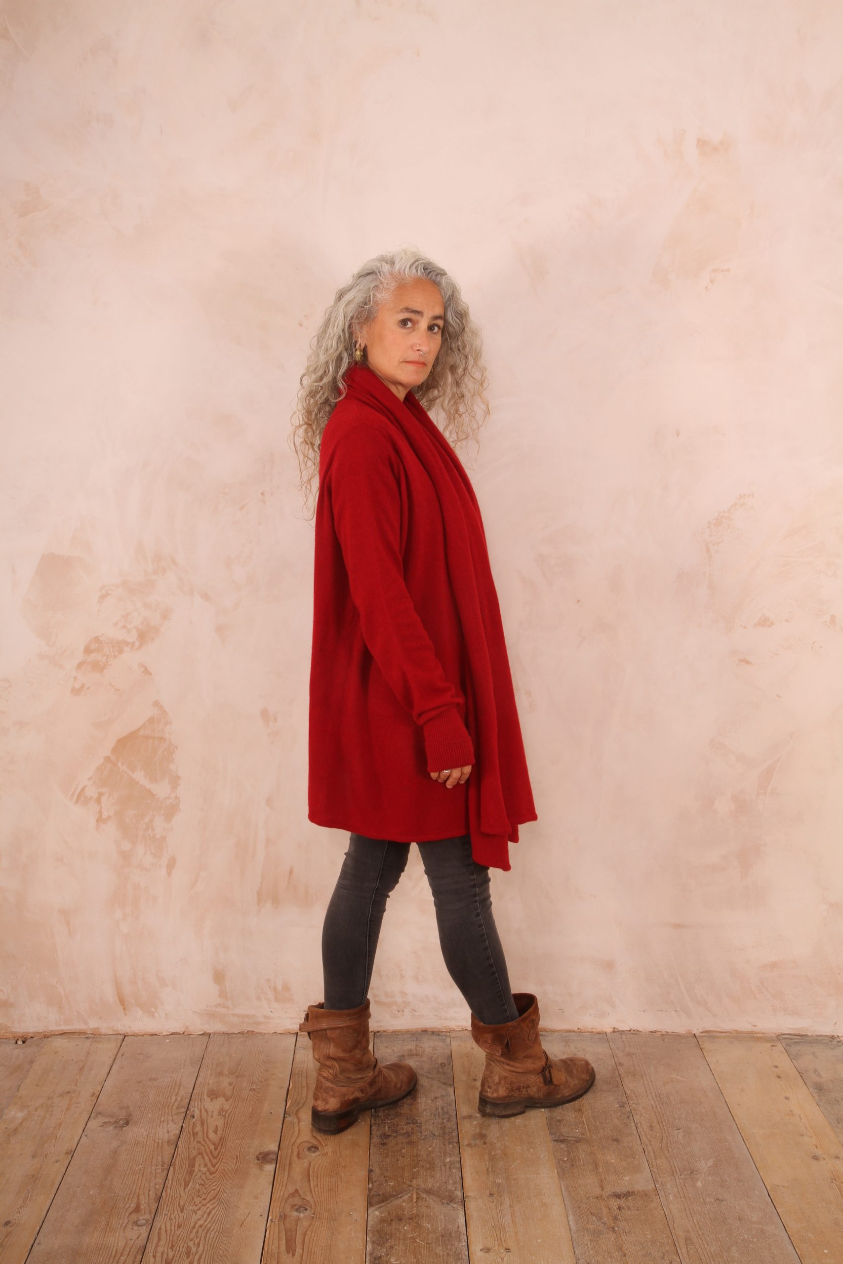 TARA SHAWL NECK CARDIGAN WITH OBI BELT PURE LAMBSWOOL PREORDER - Image 9