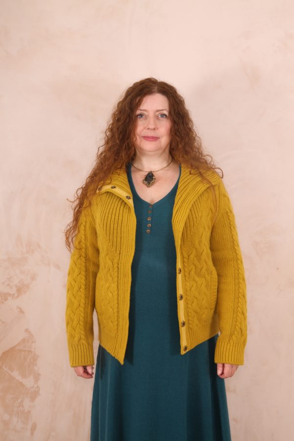 ENDLESS KNOT CABLE KNIT BOMBER CARDIGAN PURE LAMBSWOOL PREORDER - Image 4