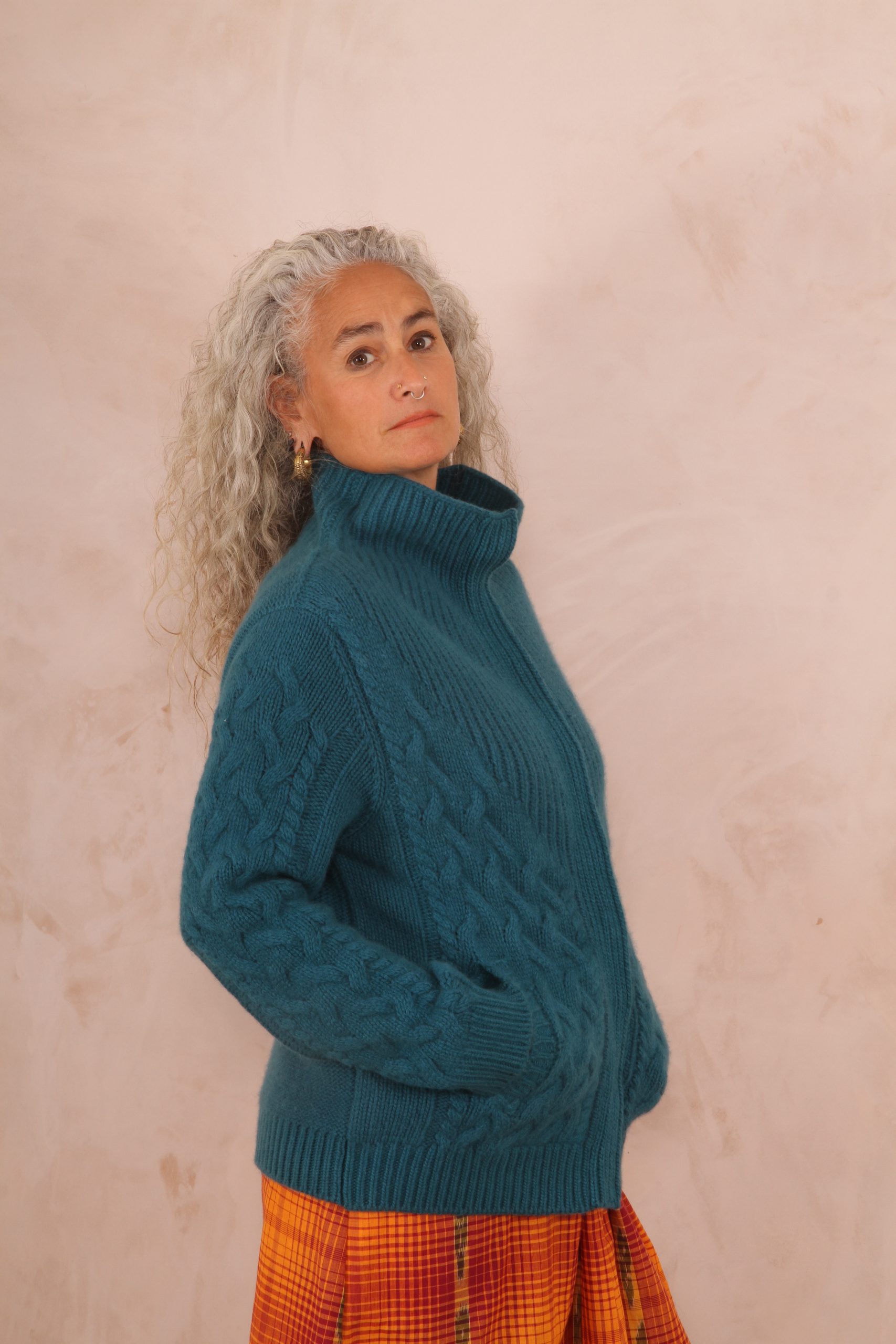 ENDLESS KNOT CABLE KNIT BOMBER CARDIGAN PURE LAMBSWOOL PREORDER - Image 8