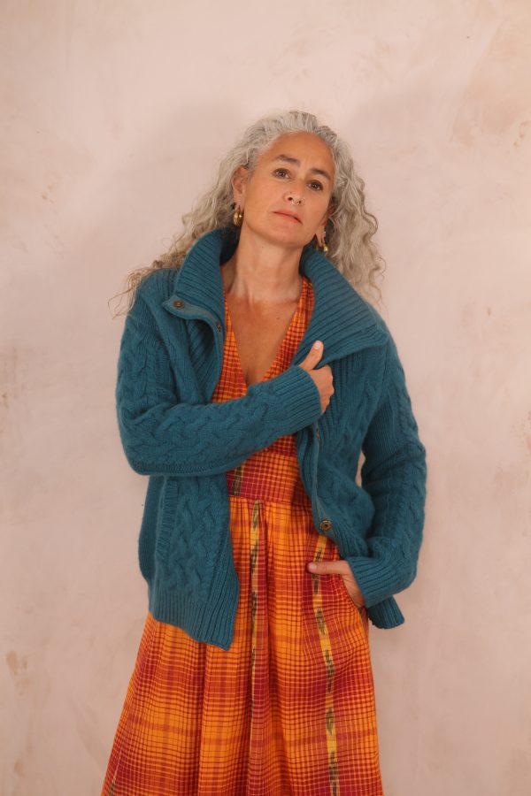 ENDLESS KNOT CABLE KNIT BOMBER CARDIGAN PURE LAMBSWOOL PREORDER - Image 3