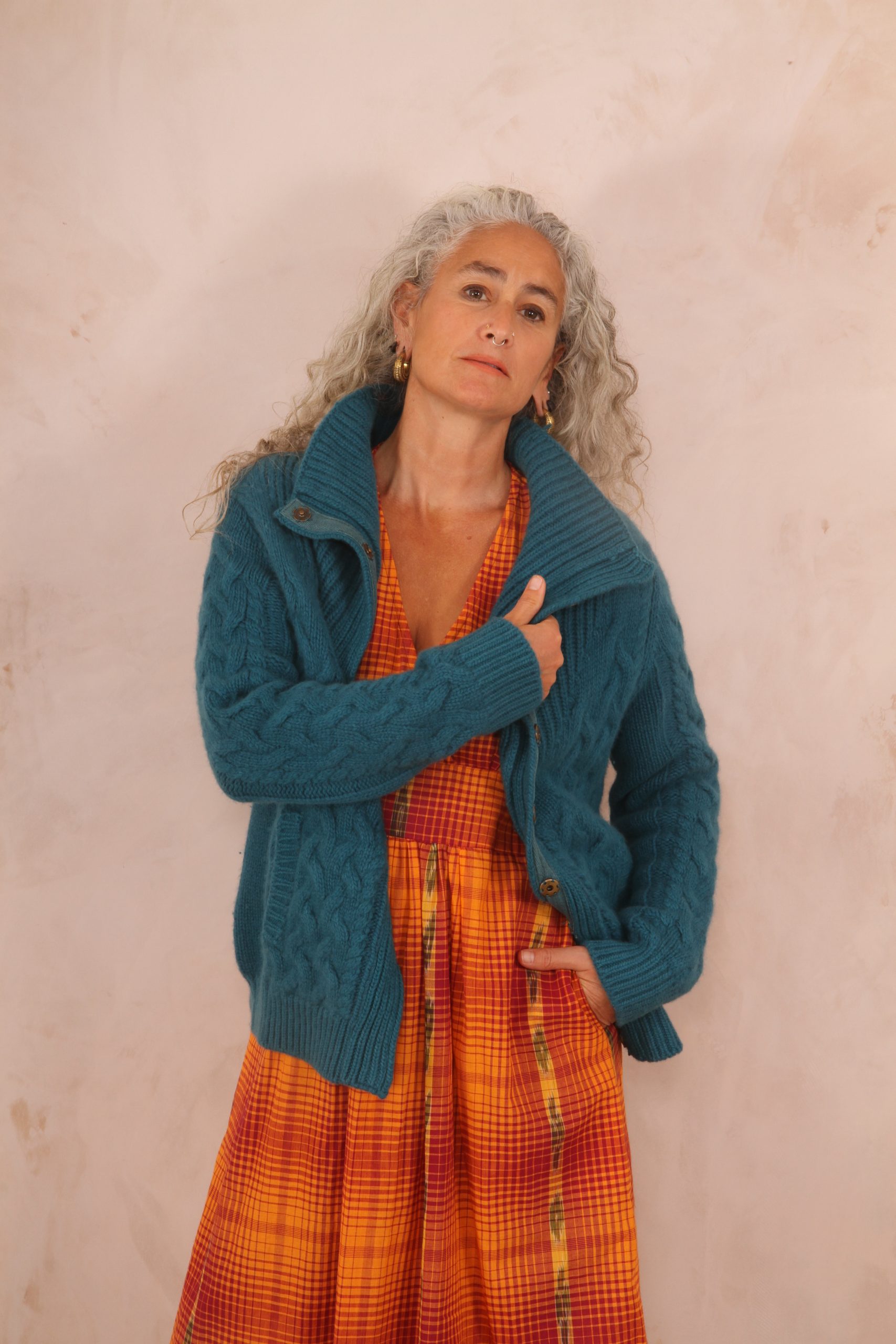 ENDLESS KNOT CABLE KNIT BOMBER CARDIGAN PURE LAMBSWOOL PREORDER - Image 3