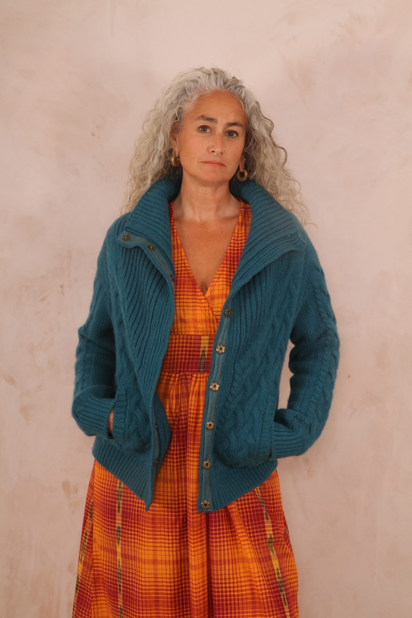 ENDLESS KNOT CABLE KNIT BOMBER CARDIGAN PURE LAMBSWOOL PREORDER - Image 4
