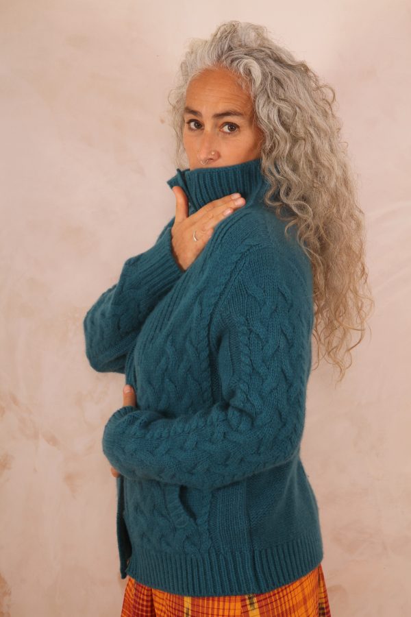 ENDLESS KNOT CABLE KNIT BOMBER CARDIGAN PURE LAMBSWOOL PREORDER
