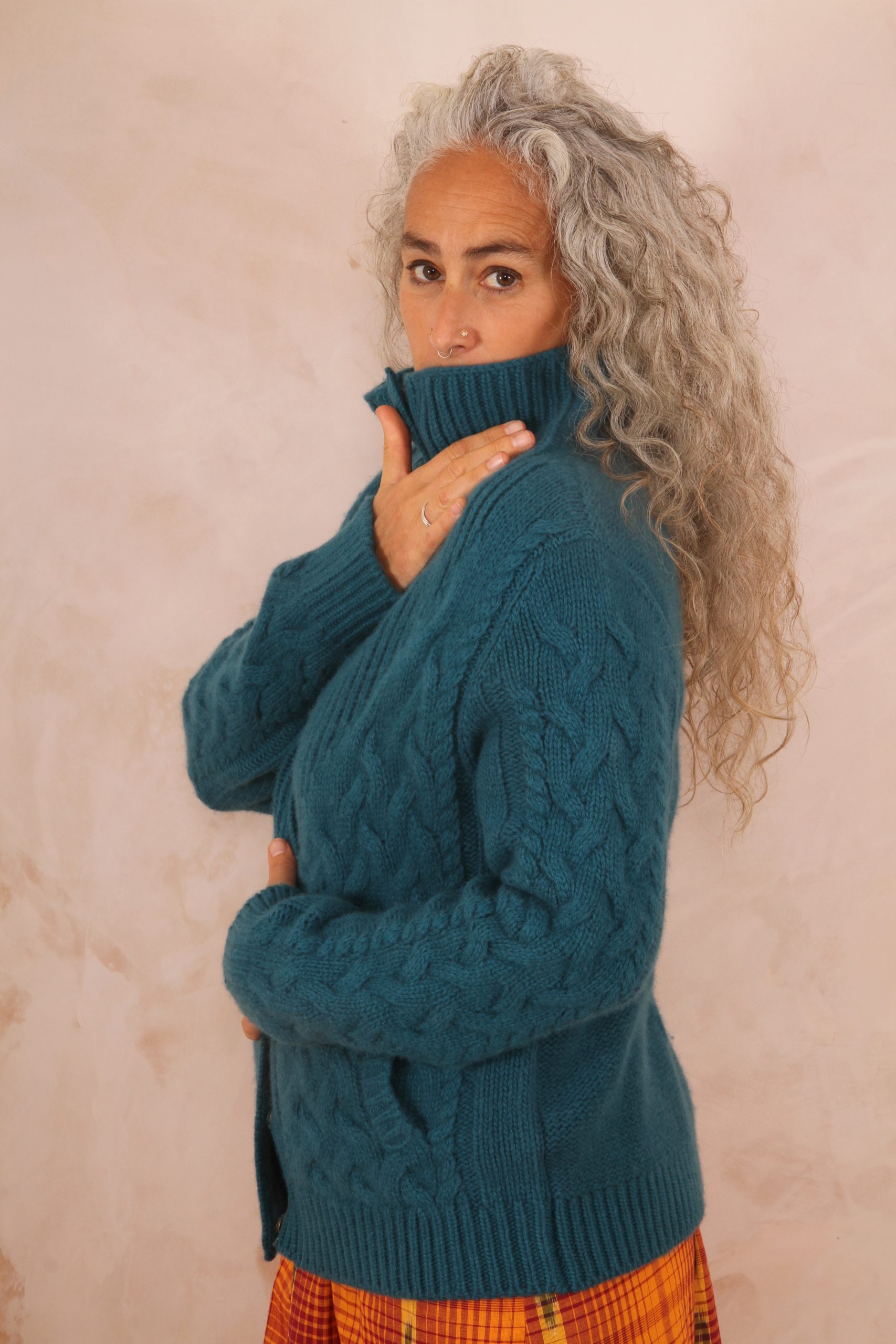 ENDLESS KNOT CABLE KNIT BOMBER CARDIGAN PURE LAMBSWOOL PREORDER