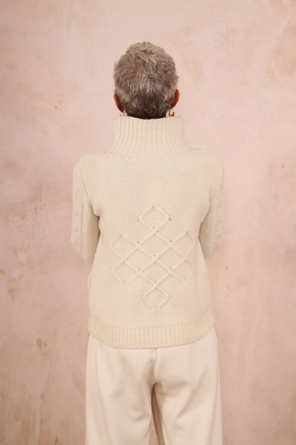 ENDLESS KNOT CABLE KNIT BOMBER CARDIGAN PURE LAMBSWOOL PREORDER - Image 10