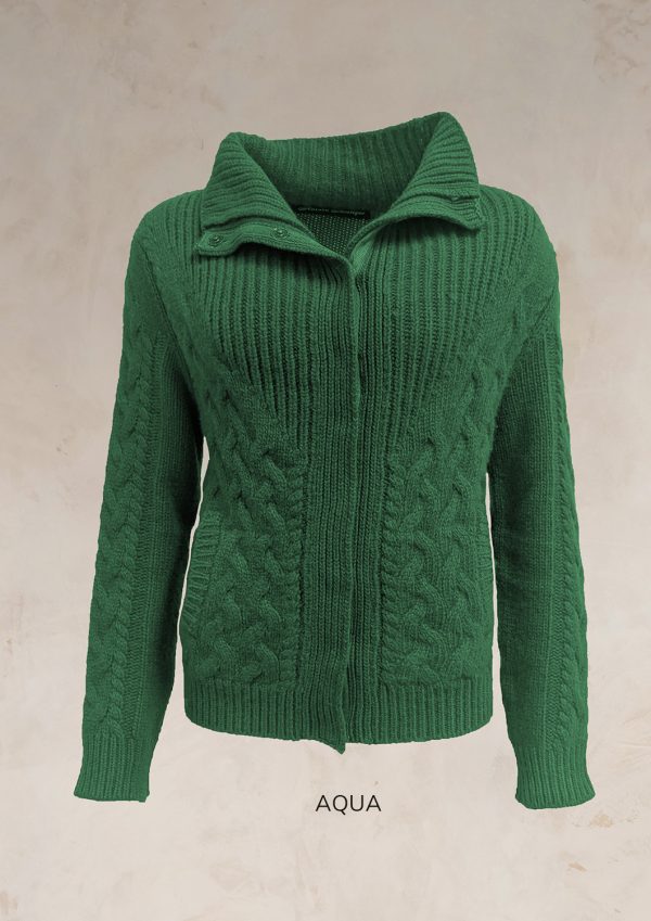 ENDLESS KNOT CABLE KNIT BOMBER CARDIGAN PURE LAMBSWOOL PREORDER - Image 13