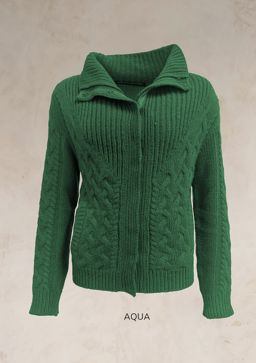 ENDLESS KNOT CABLE KNIT BOMBER CARDIGAN PURE LAMBSWOOL PREORDER - Image 12