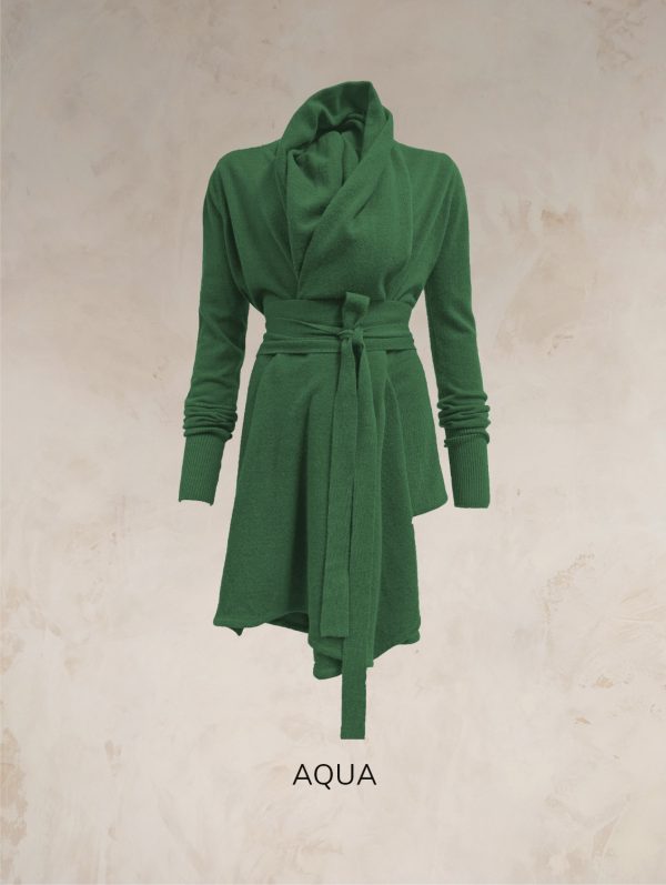 TARA SHAWL NECK CARDIGAN WITH OBI BELT PURE LAMBSWOOL PREORDER - Image 13