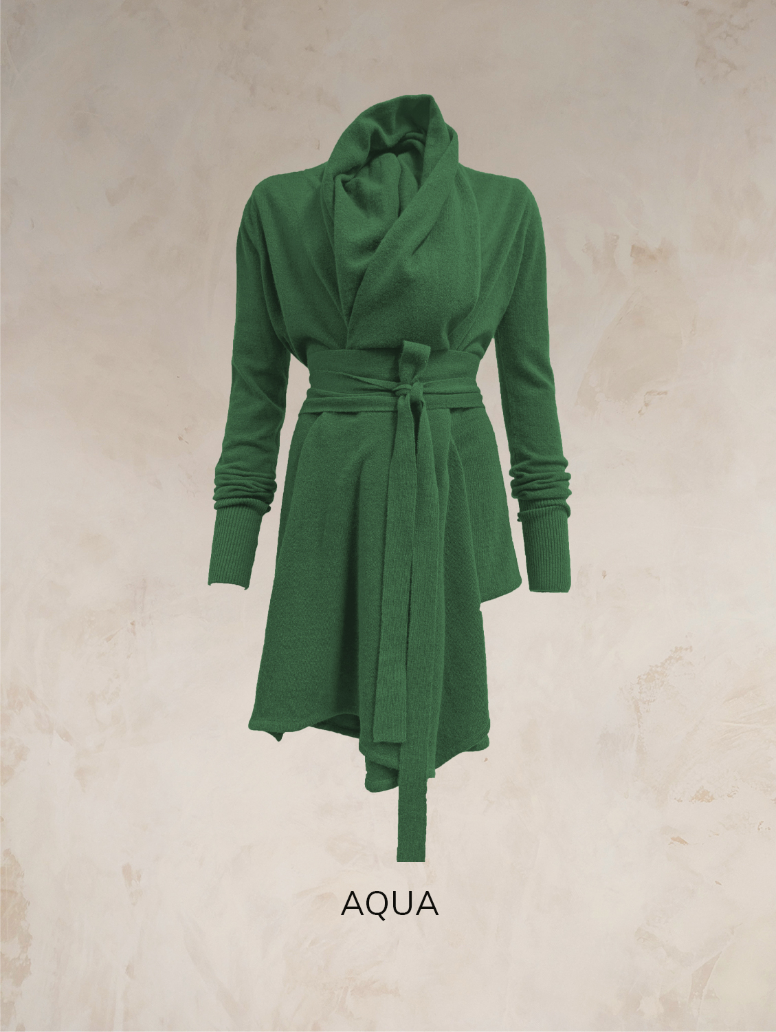 TARA SHAWL NECK CARDIGAN WITH OBI BELT PURE LAMBSWOOL  PREORDER - Image 10