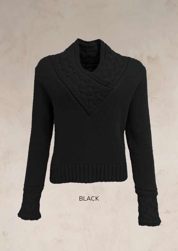 CHUNKY CABLE KNIT V NECK JUMPER PURE LAMBSWOOL PREORDER - Image 20