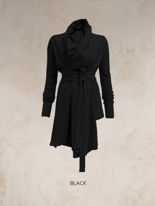 TARA SHAWL NECK CARDIGAN WITH OBI BELT PURE LAMBSWOOL PREORDER - Image 14