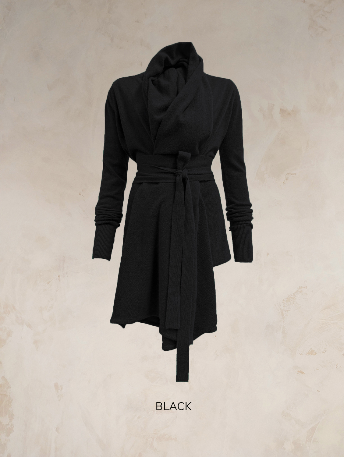 TARA SHAWL NECK CARDIGAN WITH OBI BELT PURE LAMBSWOOL  PREORDER - Image 11