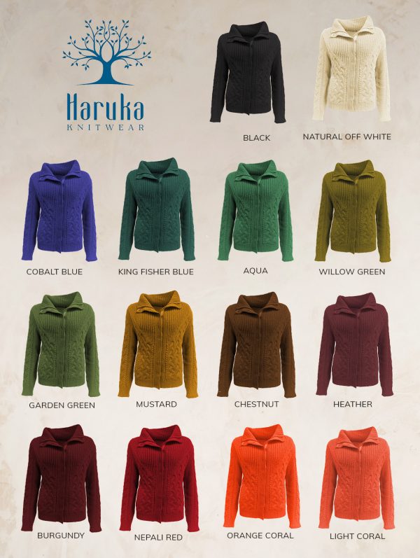 ENDLESS KNOT CABLE KNIT BOMBER CARDIGAN PURE LAMBSWOOL PREORDER - Image 2