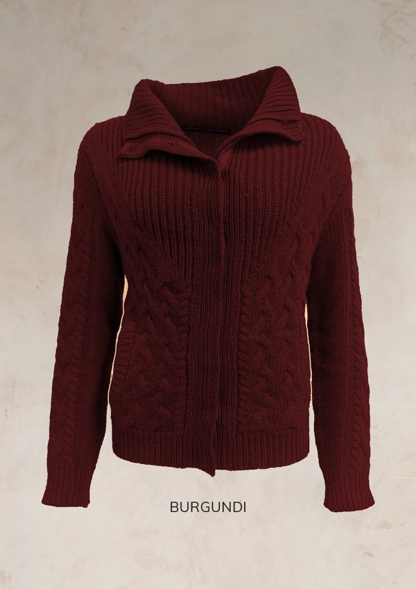 ENDLESS KNOT CABLE KNIT BOMBER CARDIGAN PURE LAMBSWOOL PREORDER - Image 14