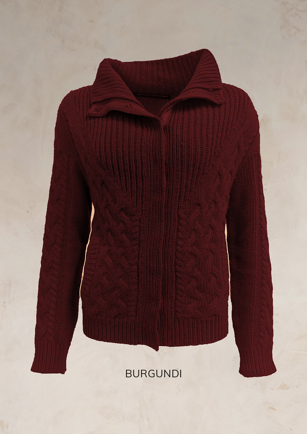 ENDLESS KNOT CABLE KNIT BOMBER CARDIGAN PURE LAMBSWOOL PREORDER - Image 13