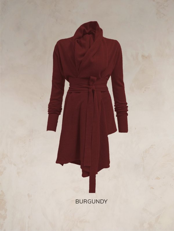 TARA SHAWL NECK CARDIGAN WITH OBI BELT PURE LAMBSWOOL PREORDER - Image 15