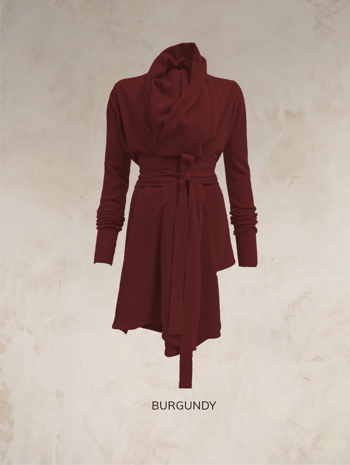 TARA SHAWL NECK CARDIGAN WITH OBI BELT PURE LAMBSWOOL  PREORDER - Image 12