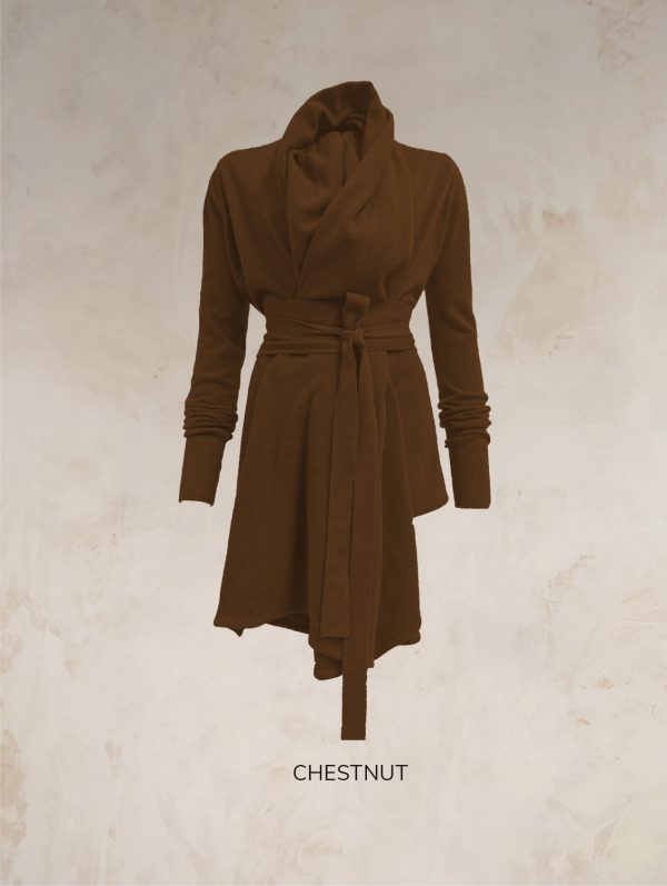 TARA SHAWL NECK CARDIGAN WITH OBI BELT PURE LAMBSWOOL PREORDER - Image 16