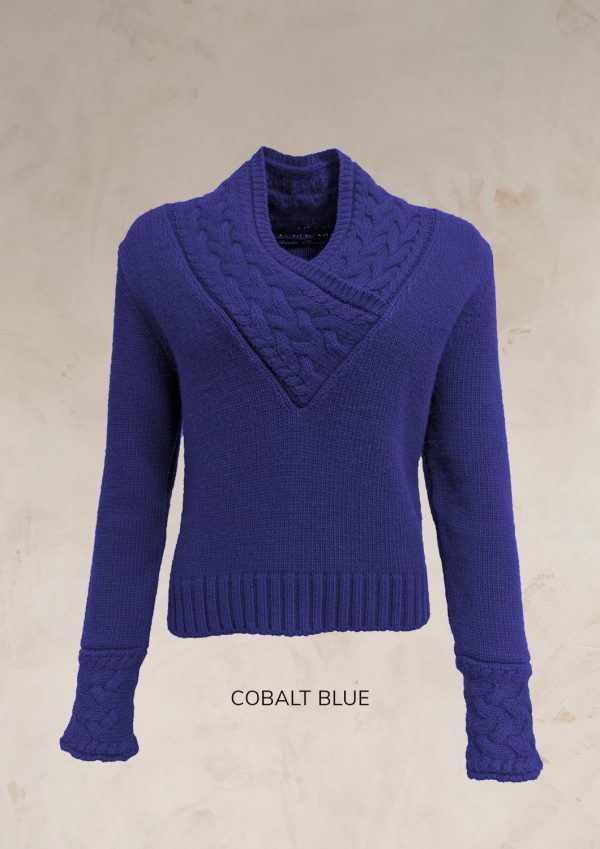 CHUNKY CABLE KNIT V NECK JUMPER PURE LAMBSWOOL PREORDER - Image 17