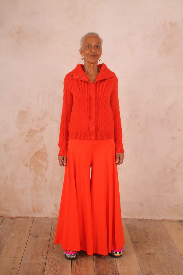 Dancing Trousers Wide Leg Cotton Lycra  Bright Orange - Image 2