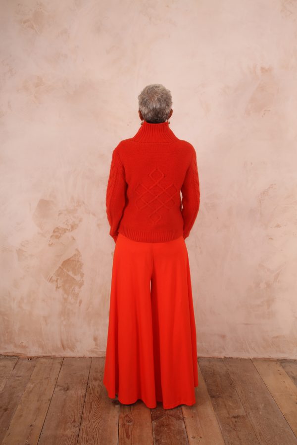 Dancing Trousers Wide Leg Cotton Lycra  Bright Orange - Image 4
