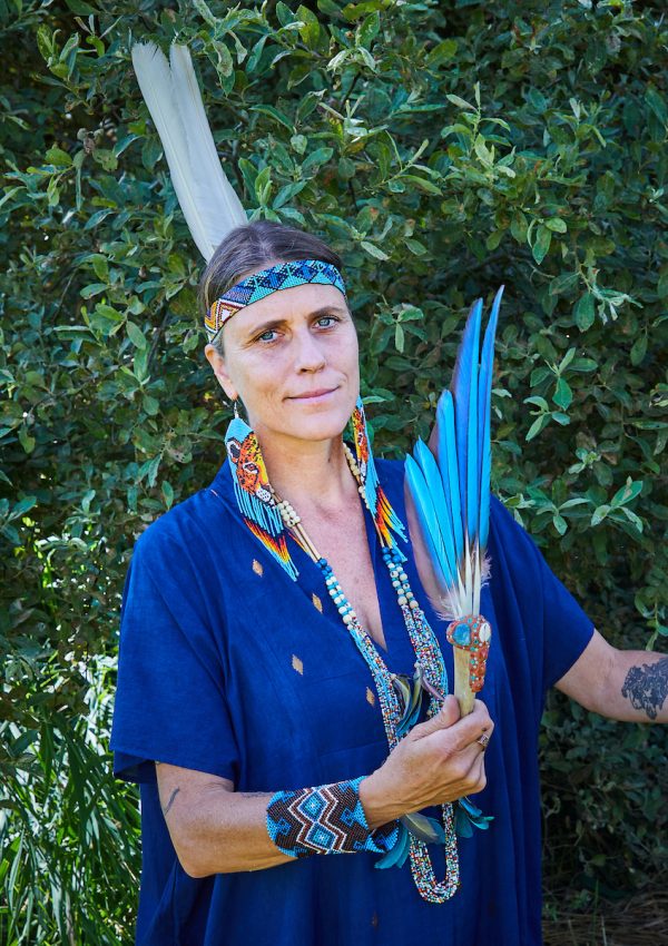 Estrella Organic Cotton Kaftan Natural Dyes: Indigo & Gold - Image 4