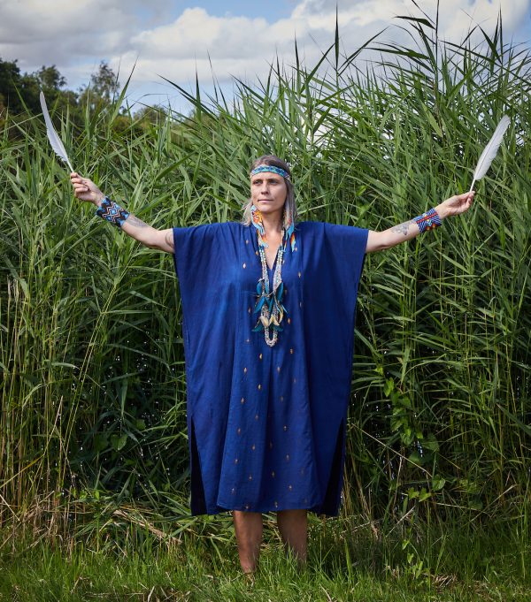 Estrella Organic Cotton Kaftan Natural Dyes: Indigo & Gold