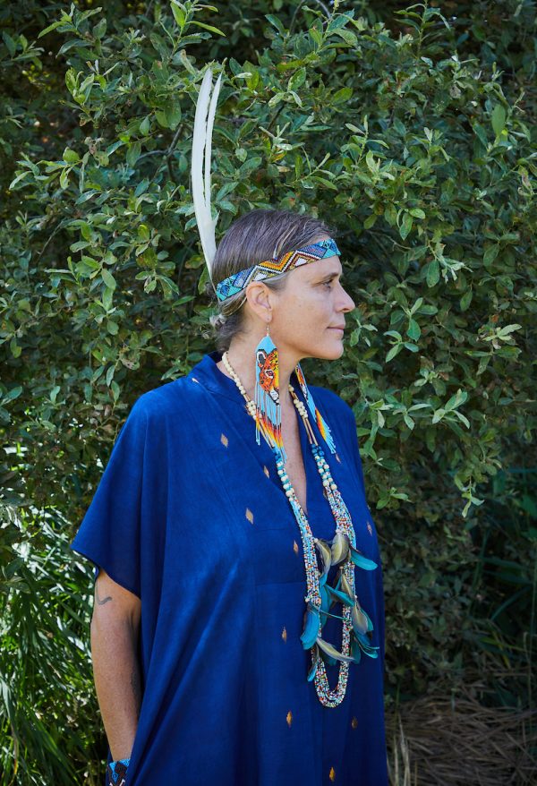 Estrella Organic Cotton Kaftan Natural Dyes: Indigo & Gold - Image 2