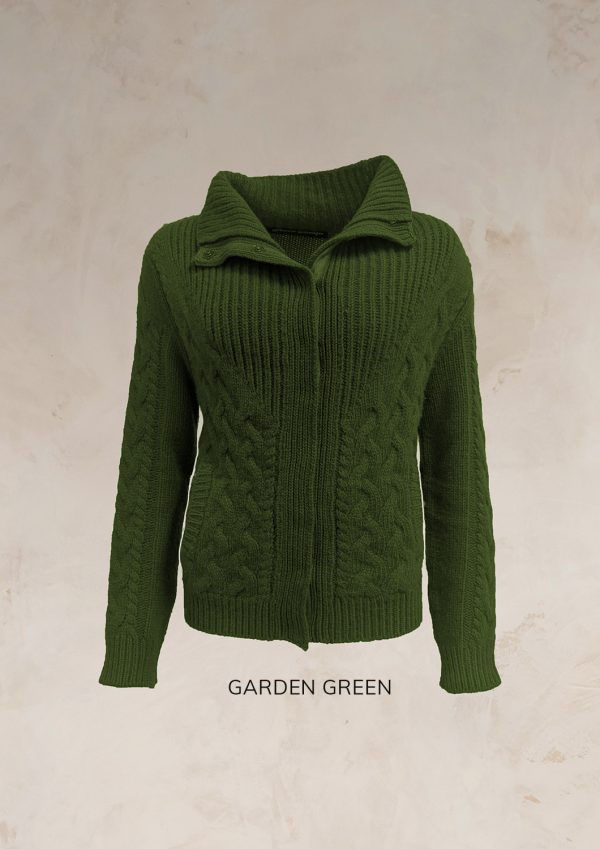 ENDLESS KNOT CABLE KNIT BOMBER CARDIGAN PURE LAMBSWOOL PREORDER - Image 23