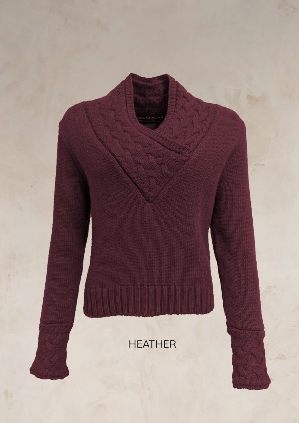 CHUNKY CABLE KNIT V NECK JUMPER PURE LAMBSWOOL PREORDER - Image 15