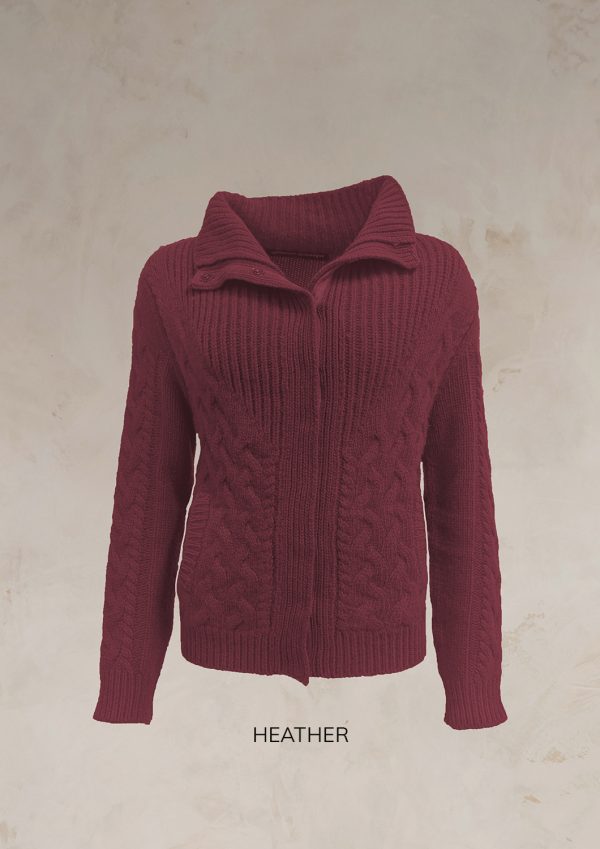 ENDLESS KNOT CABLE KNIT BOMBER CARDIGAN PURE LAMBSWOOL PREORDER - Image 15