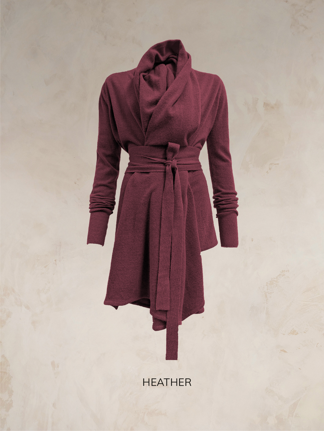 TARA SHAWL NECK CARDIGAN WITH OBI BELT PURE LAMBSWOOL  PREORDER - Image 16